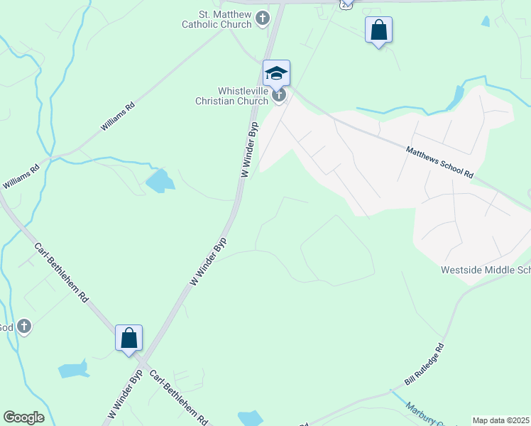 map of restaurants, bars, coffee shops, grocery stores, and more near 259 Dunagan Court in Winder