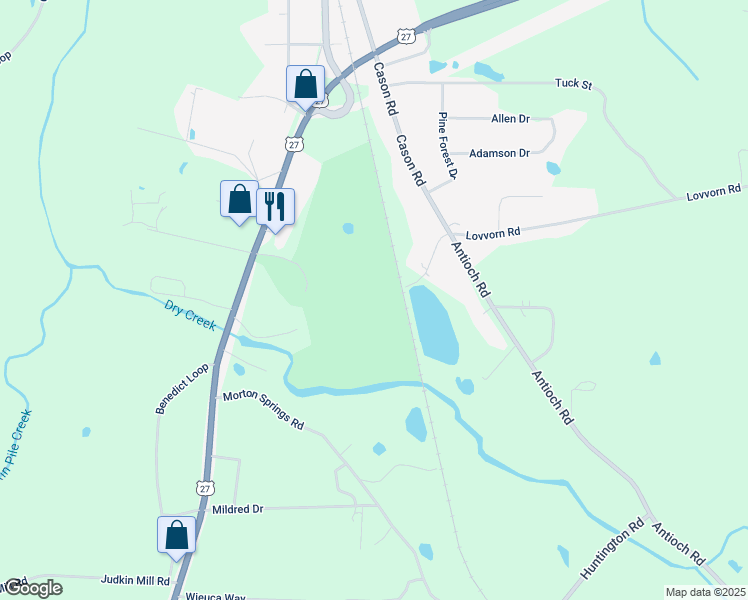 map of restaurants, bars, coffee shops, grocery stores, and more near Old Mill Road in Cedartown