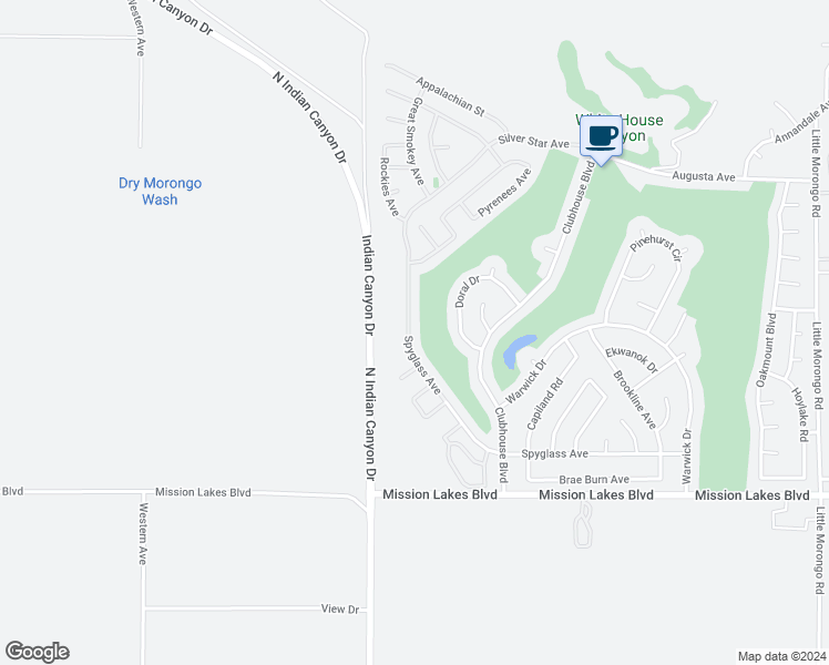 map of restaurants, bars, coffee shops, grocery stores, and more near 9122 Silver Star Avenue in Desert Hot Springs