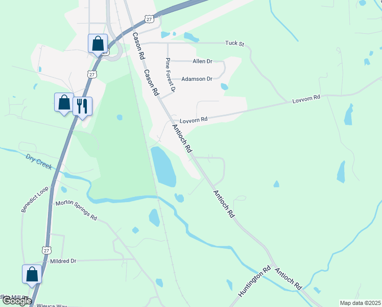 map of restaurants, bars, coffee shops, grocery stores, and more near 552 Antioch Road in Cedartown