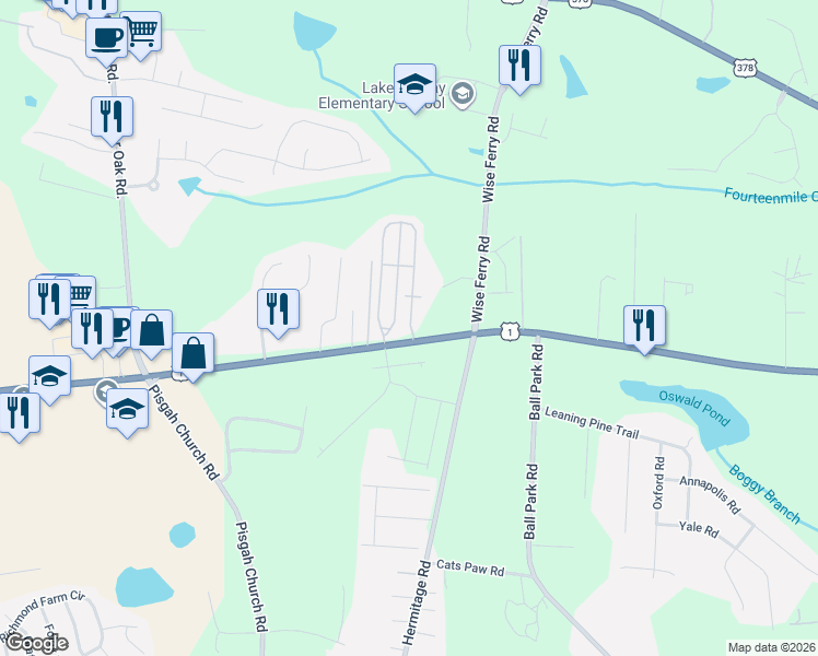map of restaurants, bars, coffee shops, grocery stores, and more near 2134-2162 Augusta Highway in Lexington