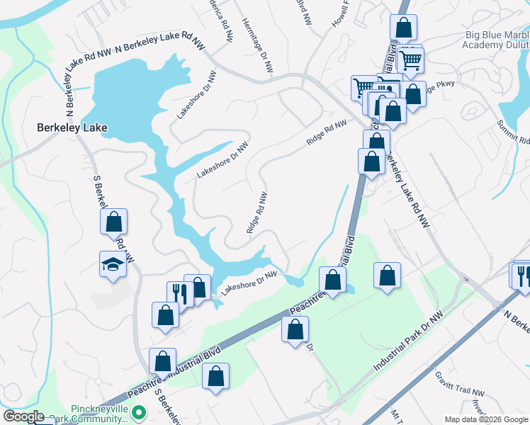 map of restaurants, bars, coffee shops, grocery stores, and more near 443 Lakeshore Drive Northwest in Duluth