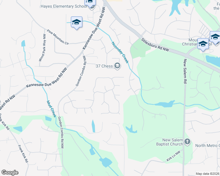 map of restaurants, bars, coffee shops, grocery stores, and more near 2808 Saddlebrook Way Northwest in Marietta