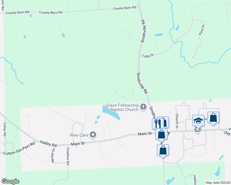 map of restaurants, bars, coffee shops, grocery stores, and more near 60008 Cates Drive in Amory
