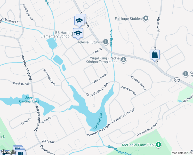 map of restaurants, bars, coffee shops, grocery stores, and more near 3139 Robin Lane Northwest in Duluth