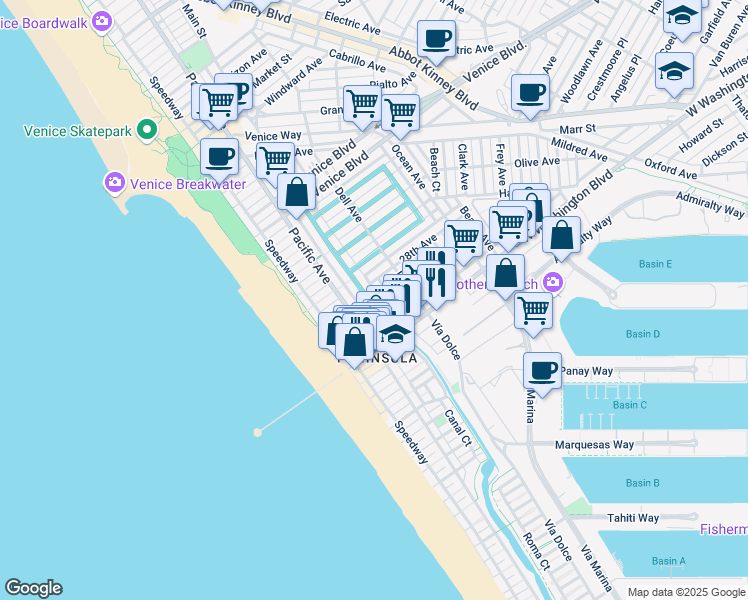map of restaurants, bars, coffee shops, grocery stores, and more near 2921 Strongs Drive in Los Angeles