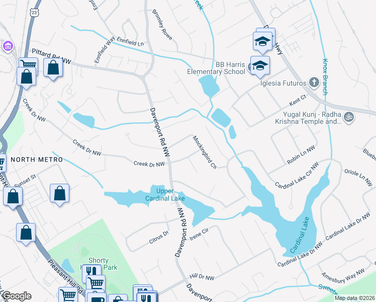map of restaurants, bars, coffee shops, grocery stores, and more near 3351 Blue Jay Drive Northwest in Duluth