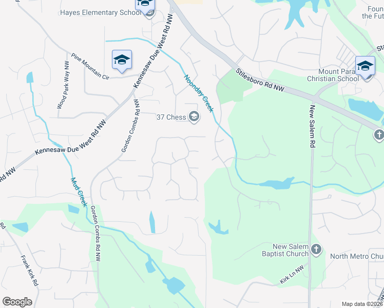 map of restaurants, bars, coffee shops, grocery stores, and more near 2801 Saddlebrook Way Northwest in Marietta