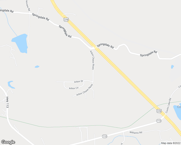 map of restaurants, bars, coffee shops, grocery stores, and more near 122 Arbor Chase Parkway in Rockmart