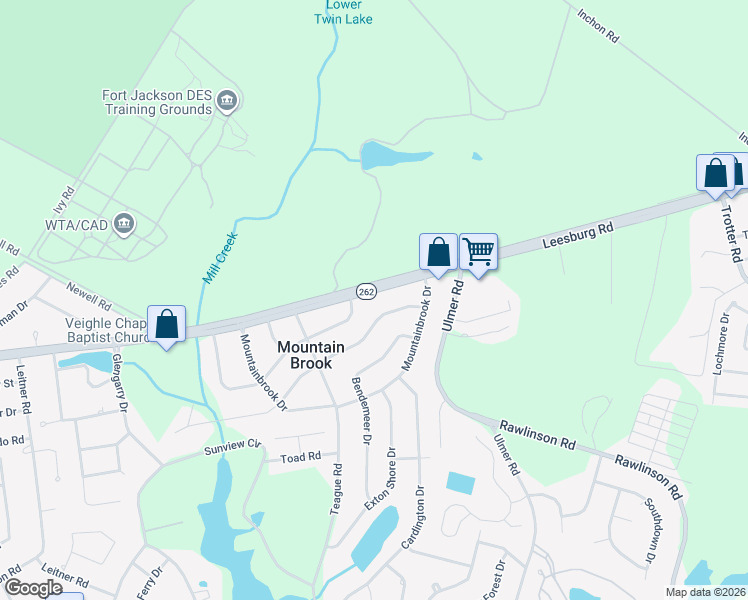 map of restaurants, bars, coffee shops, grocery stores, and more near 2704 Leesburg Road in Columbia