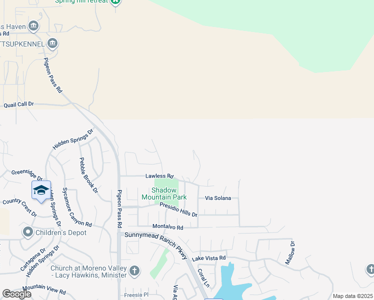 map of restaurants, bars, coffee shops, grocery stores, and more near 23390 Lawless Road in Moreno Valley