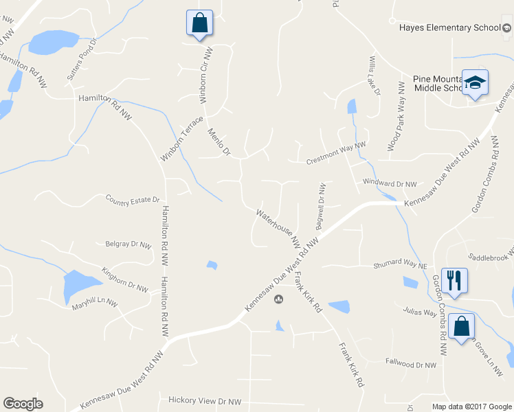 map of restaurants, bars, coffee shops, grocery stores, and more near 903 Shaftoe Street Northwest in Kennesaw