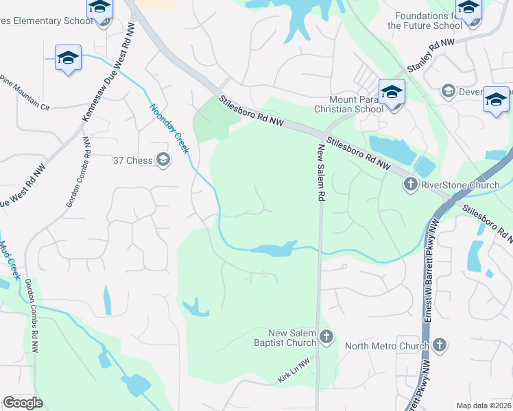 map of restaurants, bars, coffee shops, grocery stores, and more near 2213 Lattimore Farm Drive Northwest in Kennesaw