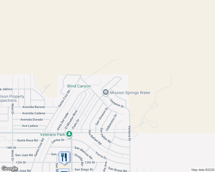 map of restaurants, bars, coffee shops, grocery stores, and more near 9190 Puesta Del Sol in Desert Hot Springs