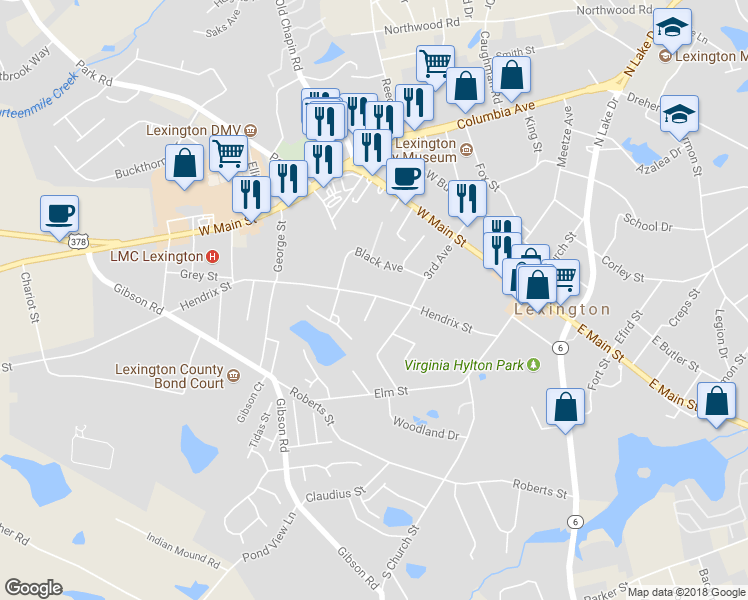 map of restaurants, bars, coffee shops, grocery stores, and more near 114 Rogers Court in Lexington