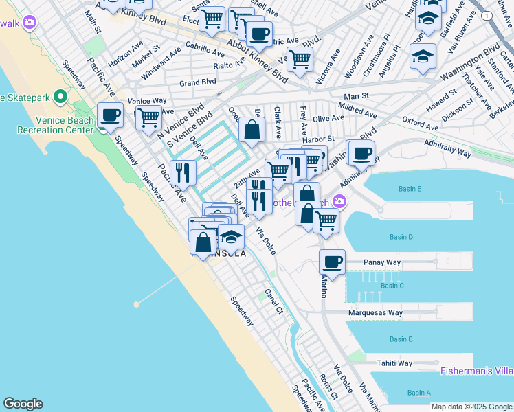 map of restaurants, bars, coffee shops, grocery stores, and more near 3011 Clune Avenue in Los Angeles