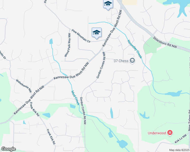 map of restaurants, bars, coffee shops, grocery stores, and more near 1135 Gordon Combs Road Northwest in Marietta