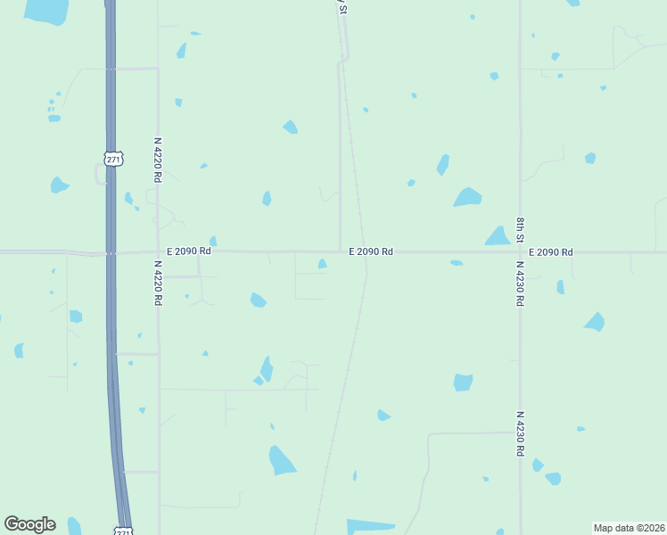 map of restaurants, bars, coffee shops, grocery stores, and more near 2917 East 2090 Road in Hugo