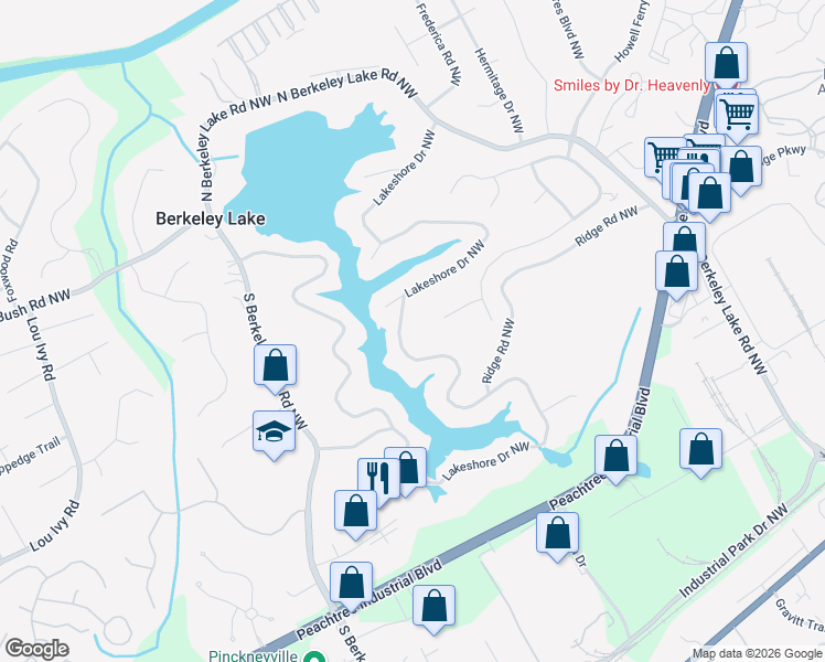 map of restaurants, bars, coffee shops, grocery stores, and more near 589 Lakeshore Drive Northwest in Duluth