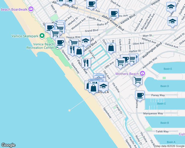 map of restaurants, bars, coffee shops, grocery stores, and more near 2704 Strongs Drive in Los Angeles
