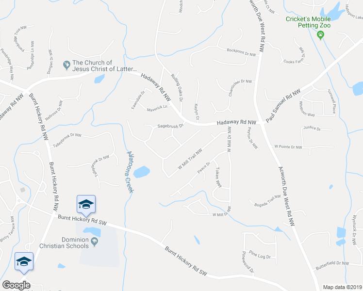 map of restaurants, bars, coffee shops, grocery stores, and more near 4347 Oklahoma Way in Kennesaw