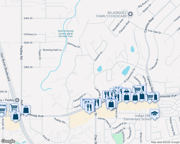 map of restaurants, bars, coffee shops, grocery stores, and more near 8229 Whispering Tree Drive in Riverside