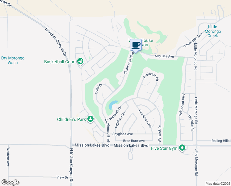 map of restaurants, bars, coffee shops, grocery stores, and more near 64326 Doral Drive in Desert Hot Springs