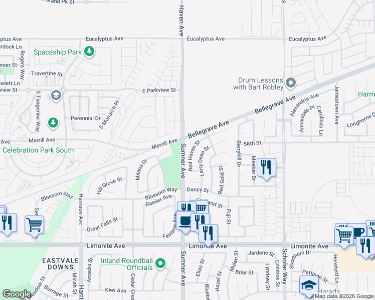 map of restaurants, bars, coffee shops, grocery stores, and more near in Ontario