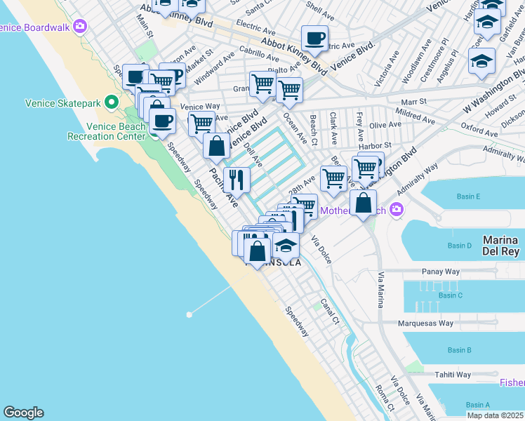 map of restaurants, bars, coffee shops, grocery stores, and more near 2616 Strongs Drive in Los Angeles