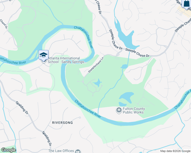 map of restaurants, bars, coffee shops, grocery stores, and more near 5400 Brookside Place in Roswell