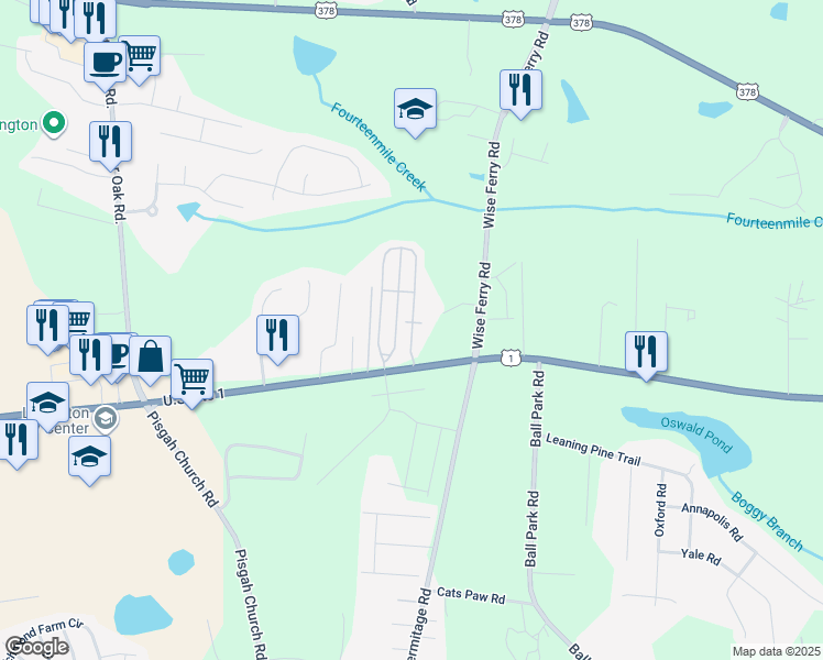 map of restaurants, bars, coffee shops, grocery stores, and more near 101-199 Teal Court in Lexington
