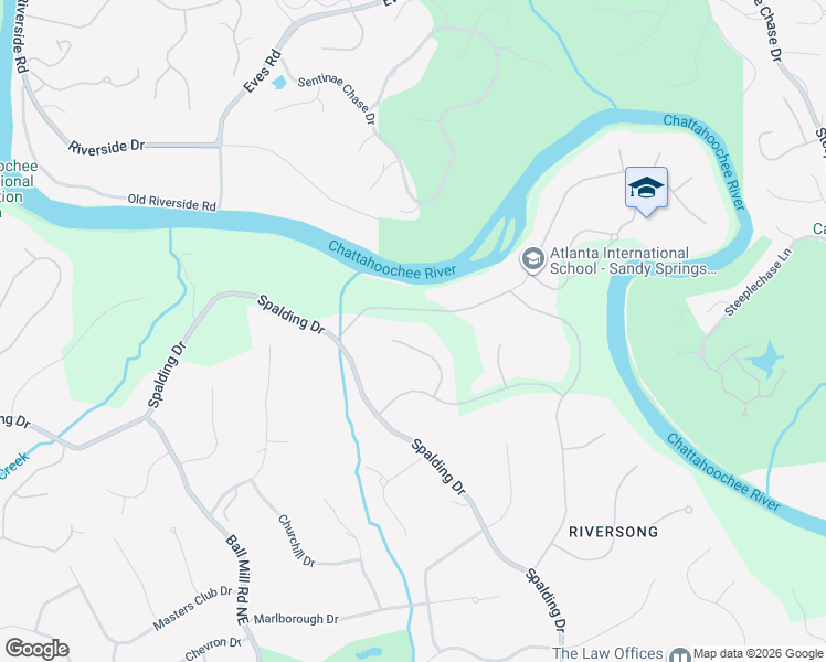 map of restaurants, bars, coffee shops, grocery stores, and more near 7675 Treeridge Court in Atlanta