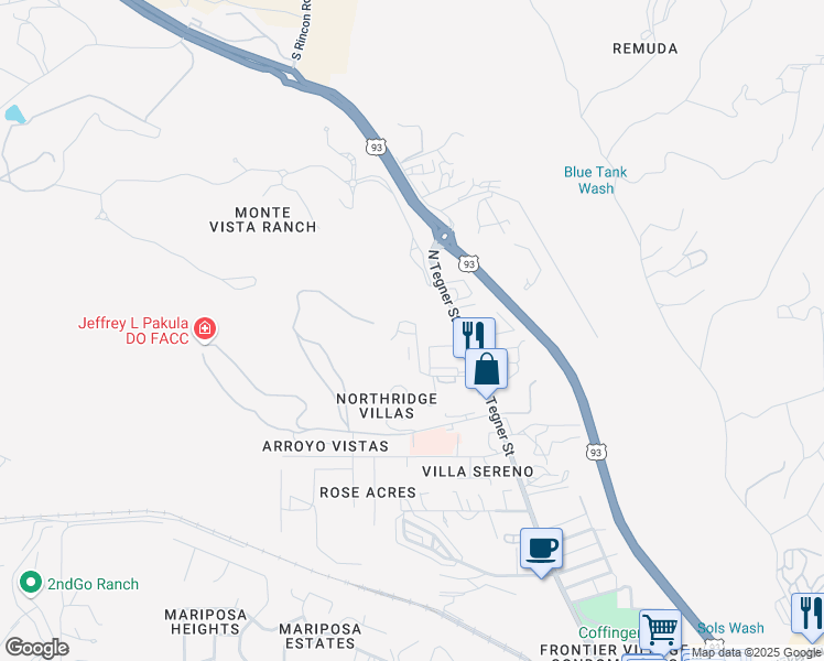 map of restaurants, bars, coffee shops, grocery stores, and more near 560 West Penn Lane in Wickenburg