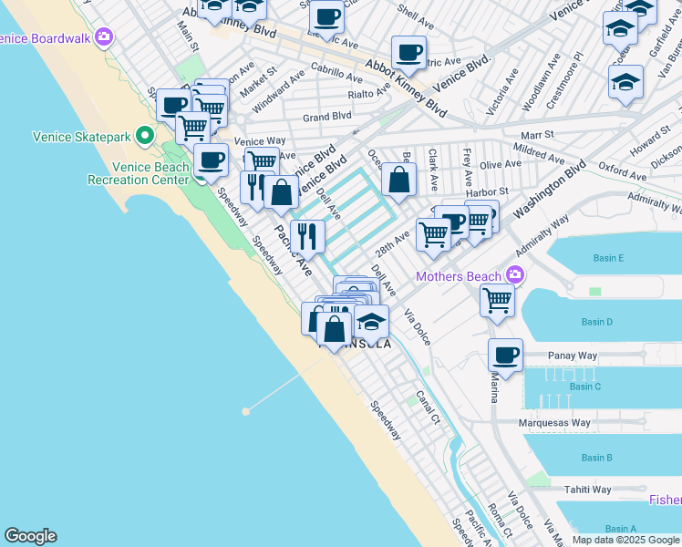 map of restaurants, bars, coffee shops, grocery stores, and more near 2616 Strongs Drive in Los Angeles