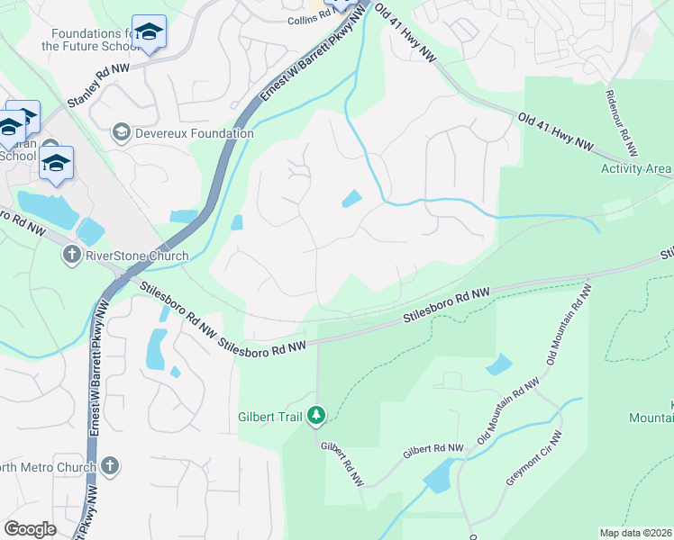 map of restaurants, bars, coffee shops, grocery stores, and more near 1196 Button Hill Road in Kennesaw