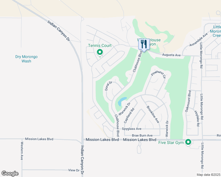 map of restaurants, bars, coffee shops, grocery stores, and more near 9075 Jones Court in Desert Hot Springs