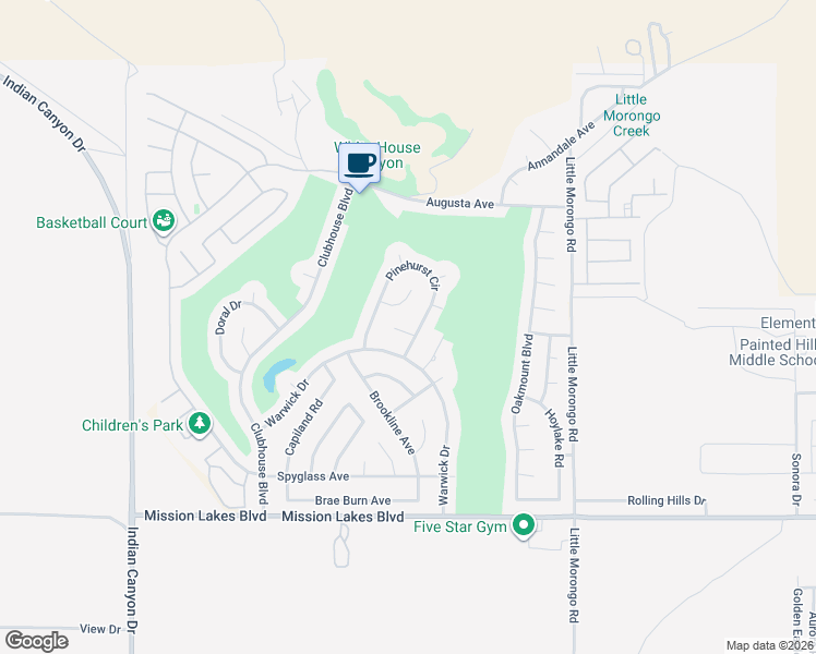 map of restaurants, bars, coffee shops, grocery stores, and more near 64660 Picard Court in Desert Hot Springs