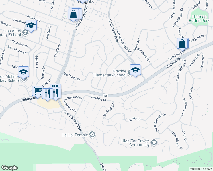 map of restaurants, bars, coffee shops, grocery stores, and more near 3008 Allenton Avenue in Hacienda Heights