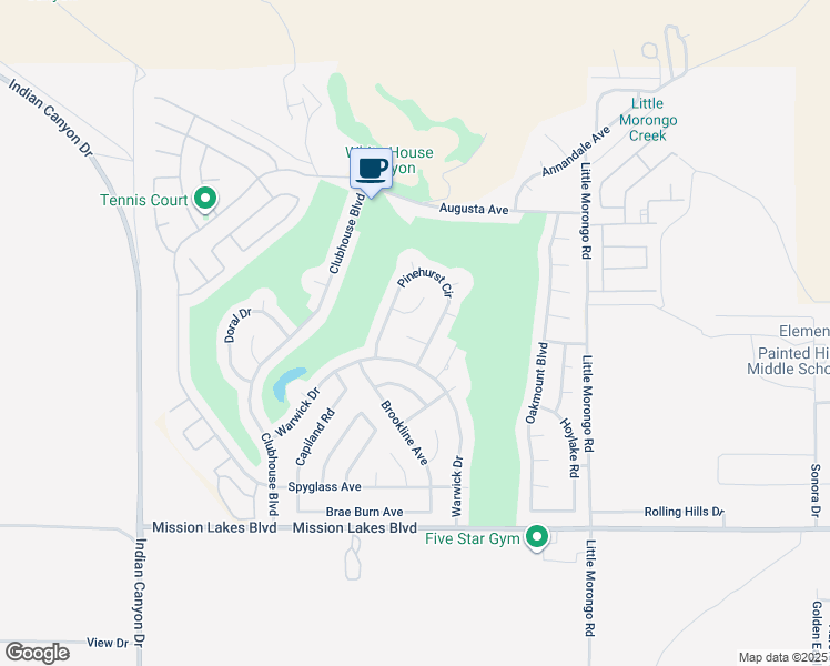 map of restaurants, bars, coffee shops, grocery stores, and more near 64650 Picard Court in Desert Hot Springs