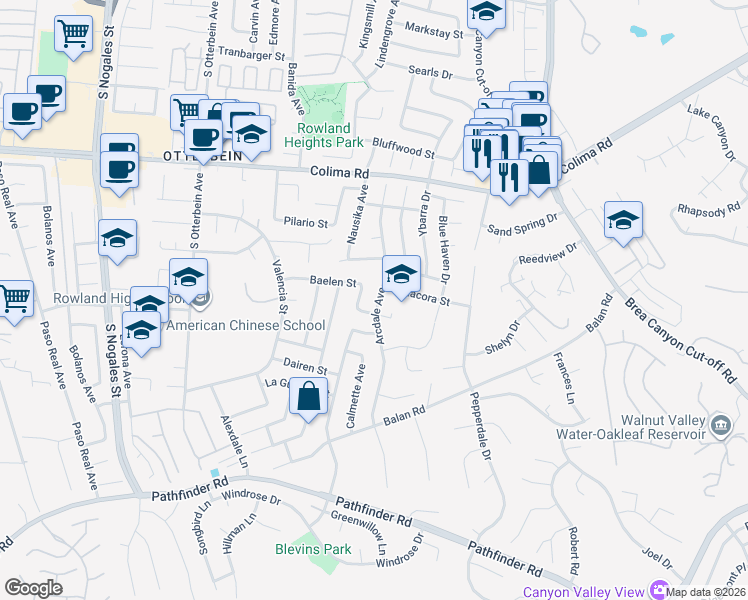 map of restaurants, bars, coffee shops, grocery stores, and more near 1955 Arcdale Avenue in La Puente