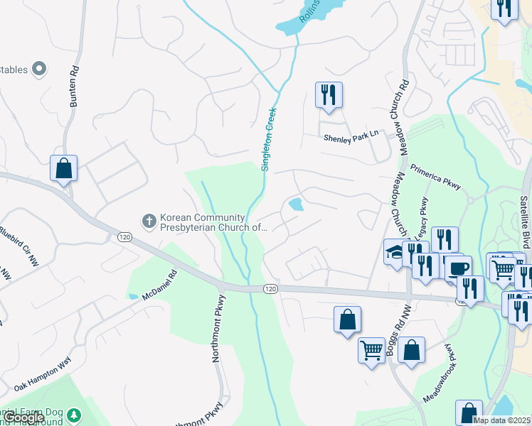 map of restaurants, bars, coffee shops, grocery stores, and more near 2539 Larson Creek Cove Northwest in Duluth