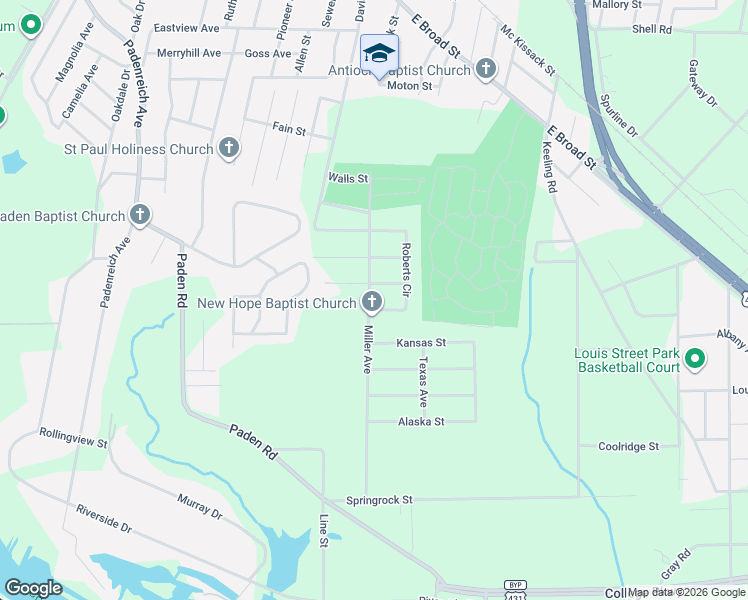 map of restaurants, bars, coffee shops, grocery stores, and more near 805 Miller Avenue in Gadsden