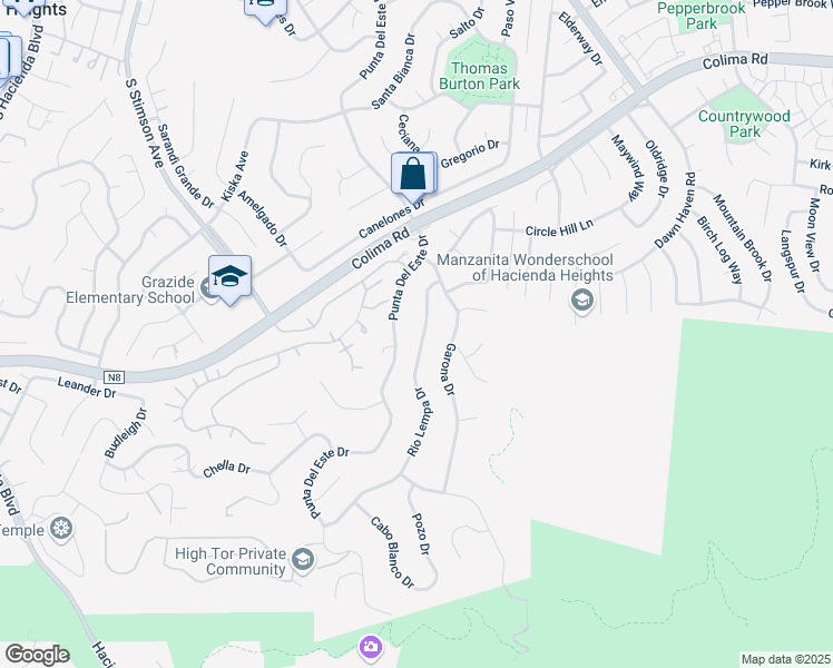 map of restaurants, bars, coffee shops, grocery stores, and more near 2771 Rio Lempa Drive in La Puente