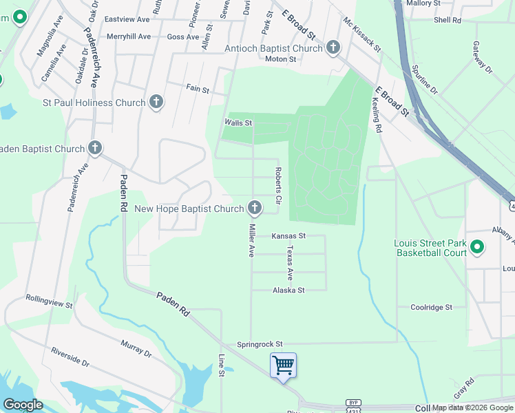 map of restaurants, bars, coffee shops, grocery stores, and more near 1709 Murphy Street in Gadsden