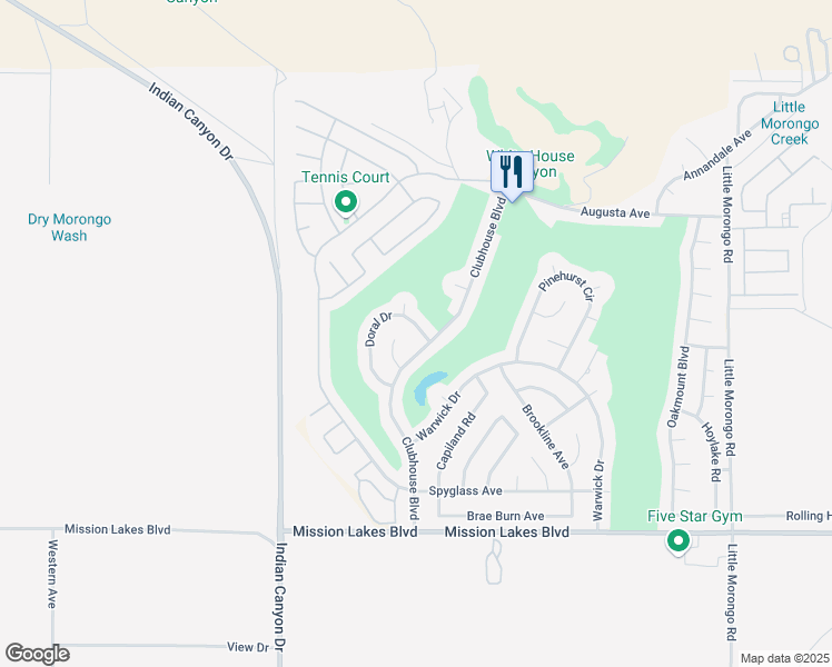 map of restaurants, bars, coffee shops, grocery stores, and more near 64337 Doral Drive in Desert Hot Springs