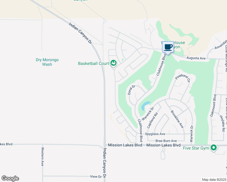 map of restaurants, bars, coffee shops, grocery stores, and more near 9023 Silver Star Avenue in Desert Hot Springs