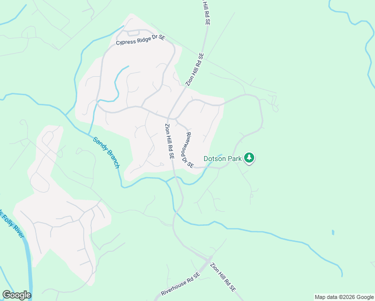 map of restaurants, bars, coffee shops, grocery stores, and more near 596 Riverwood Drive Southeast in Bolivia