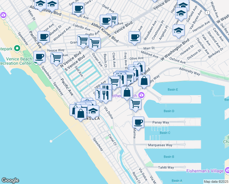 map of restaurants, bars, coffee shops, grocery stores, and more near 3001 Grayson Avenue in Los Angeles