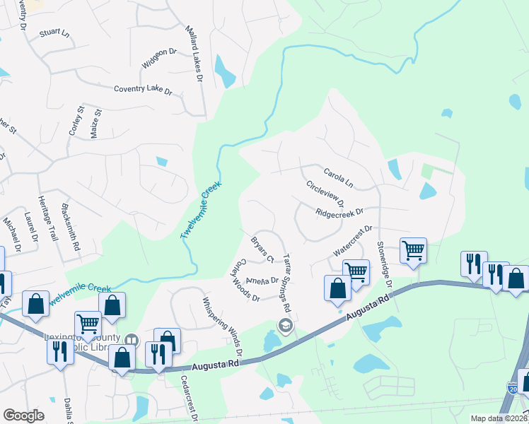 map of restaurants, bars, coffee shops, grocery stores, and more near 113 Athena Lane in Lexington