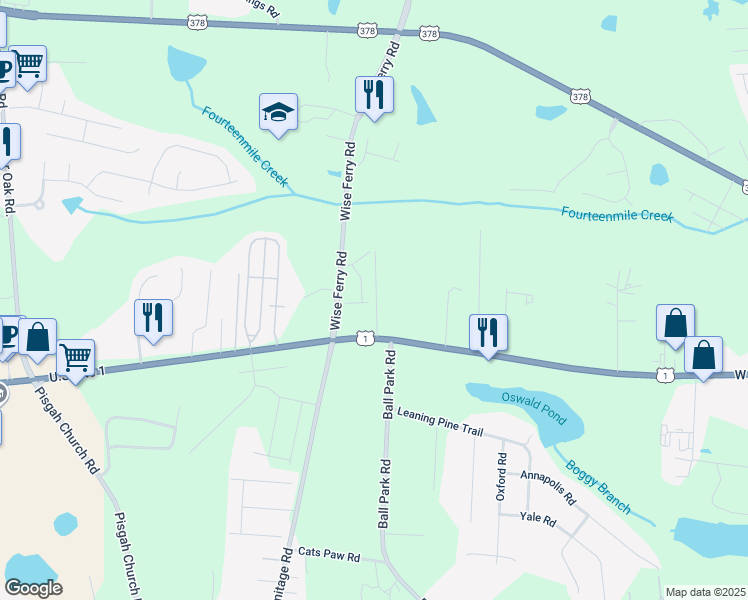 map of restaurants, bars, coffee shops, grocery stores, and more near 176 Wise Ferry Road in Lexington